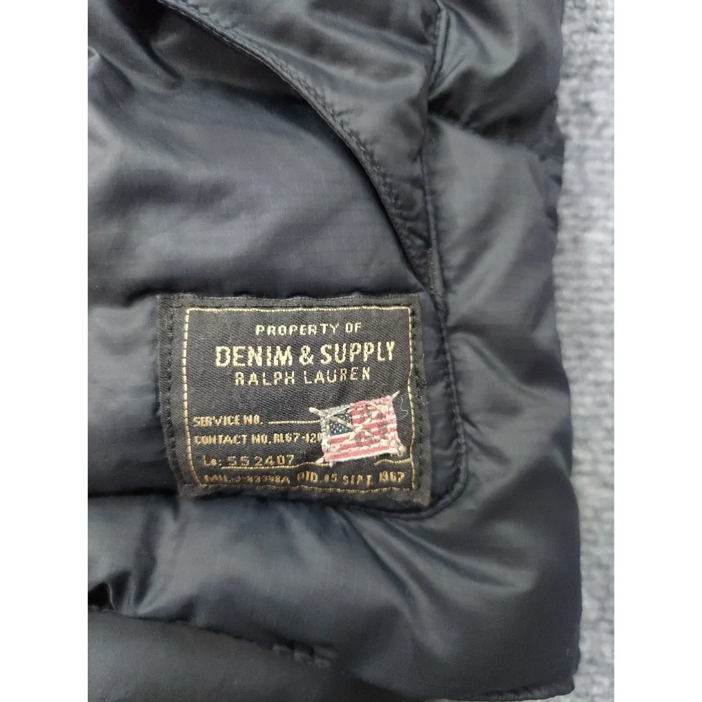 Denim & Supply Ralph Lauren Vest Mens Large Navy Brown Western Sherpa Collar